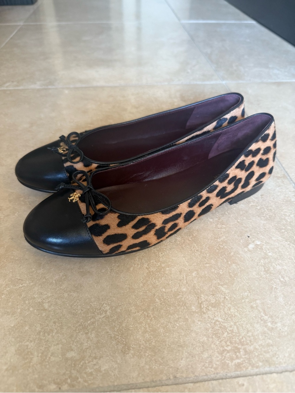 Tory Burch Leopard-print calf hair and leather ballet flats